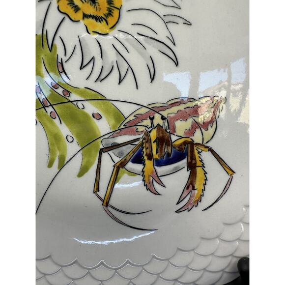 GIEN Grands Crustaces #12 Hermit Crab Hand Painted Faience 10" Plate France 1961 - Picture 3 of 7